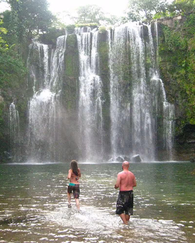 waterfall and volcano